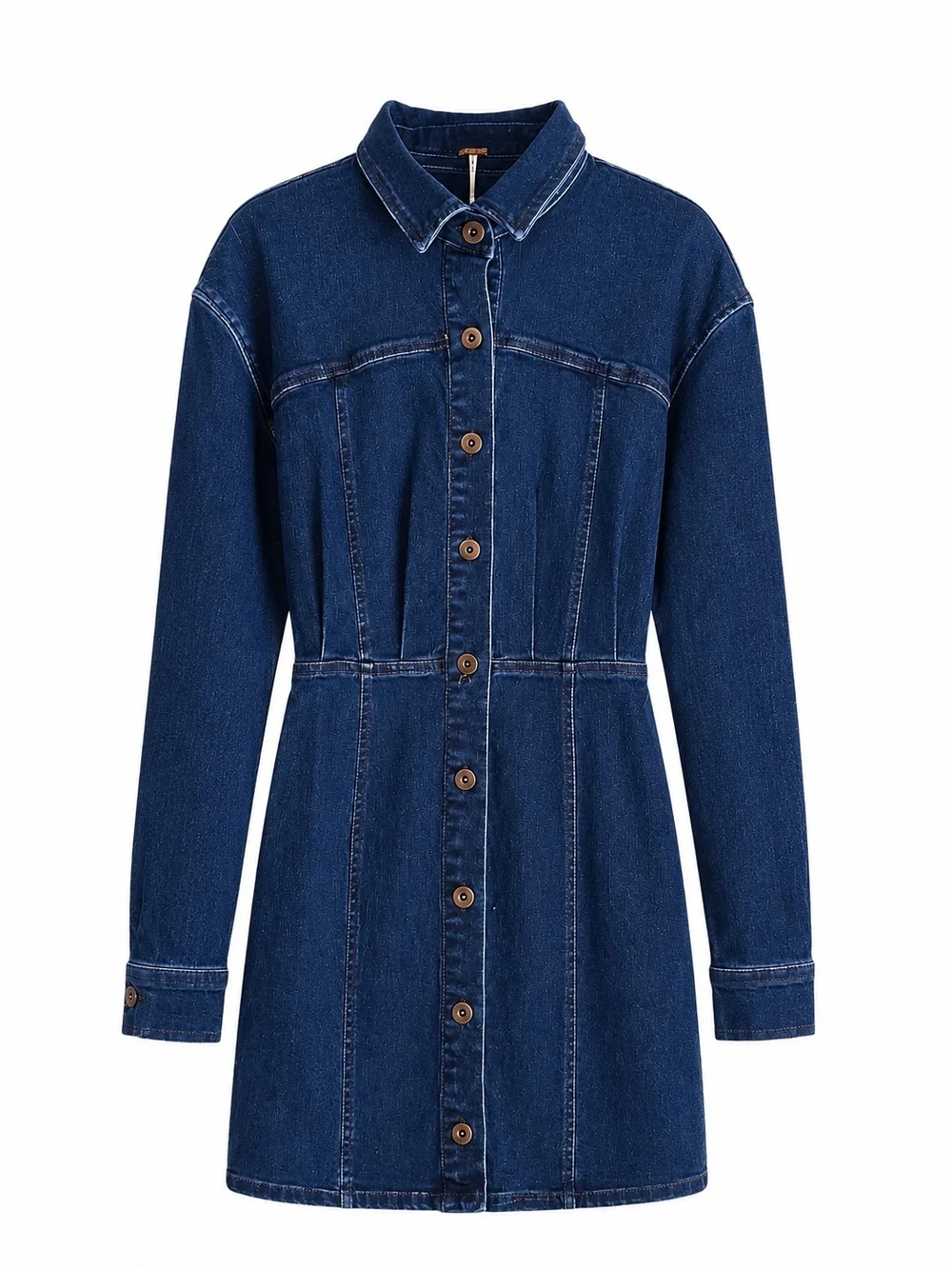 Free People Amber Denim Shirt Dress Size 2 NWT Button Front Long Sleeve Mini FP - Picture 2 of 14